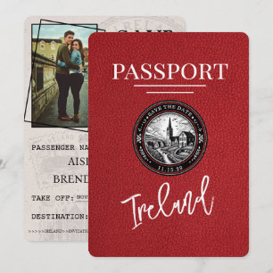 Red Ireland Passport Bewaar de datum Save The Date