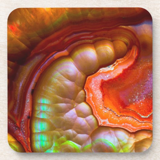 Red Iridescent Fire Opal Drankjes Onderzetter (Voorkant)