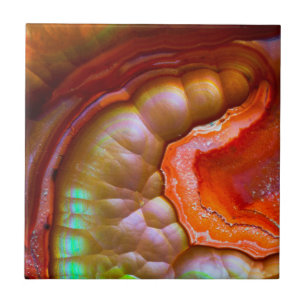 Red Iridescent Fire Opal Tegeltje