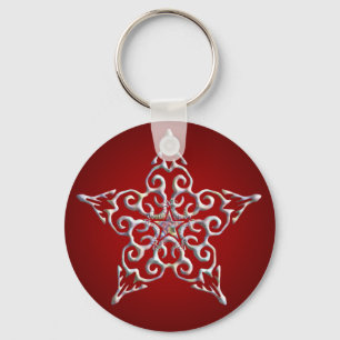 Red Iridescent Star-Sleutelhanger Sleutelhanger