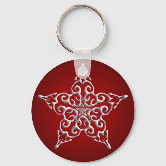 Red Iridescent Star-Sleutelhanger Sleutelhanger (Voorkant)