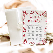 Red Italian Hand Drawn Pizza Wie is mijn Baby spel Kaart