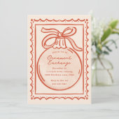 Red Ivory Doodle Ornament Exchange Holiday Party Kaart (Staand voorkant)