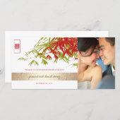 Red Jade Green Bamboo laat een Chinese bruiloft fo Bedankkaart (Voorkant / Achterkant)