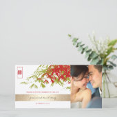 Red Jade Green Bamboo laat een Chinese bruiloft fo Bedankkaart (Staand voorkant)