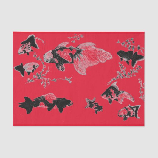  RED JAPANESE FISH Tissue Paper Tissuepapier (Voorkant)