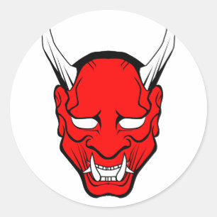 Red Japans Hannya Mask Ronde Sticker