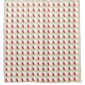 Red Japans Quince Blossom vierkant beige Douchegordijn (Voorkant)