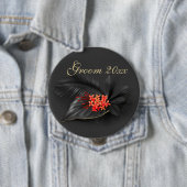 Red Jasmine Black Leaves Wedding Ronde Button 4,0 Cm (In situ)