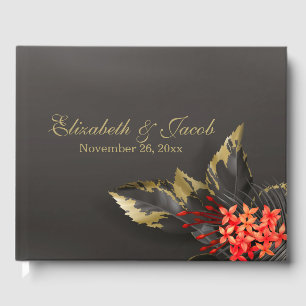 Red Jasmine Dark Tropical Wedding Gastenboek