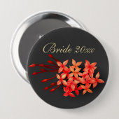 Red Jasmine Dark Tropical Wedding Ronde Button 4,0 Cm (Voorkant /achterkant)