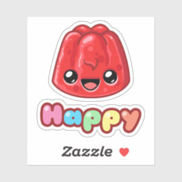 Red Jelly Happy Text - Happy Jump Sticker