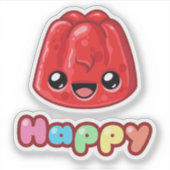 Red Jelly Happy Text - Happy Jump Sticker (Voorkant)
