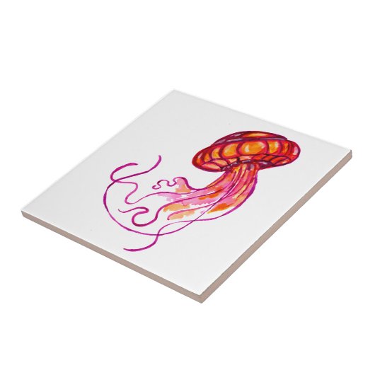 Red Jellyfish Tegeltje (Zijkant)