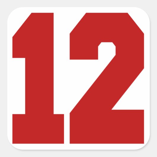 Red Jersey nummer 12 Vierkante Sticker (Voorkant)