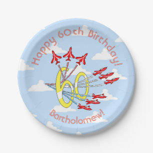 Red Jet Planes 60th Blue Sky Borden Papieren Bordje