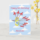 Red Jet Planes - 8e (Blue Sky) Verjaardag Kaart (Gele Bloem)