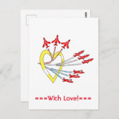 Red Jet Planes Heart Briefkaart (Voorkant / Achterkant)