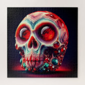 Red Jeweled Geode Skull Legpuzzel (Horizontaal)