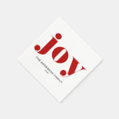 Red JOY Bold Typografie Moderne Kerst Servet (Hoek)