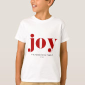 Red JOY Bold Typografie Moderne Kerst T-shirt (Voorkant)