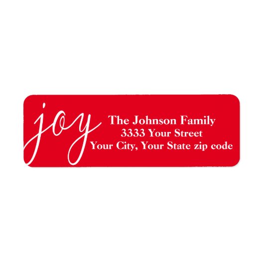 Red Joy Christmas Retourner l'adresse Étiquettes (Devant)