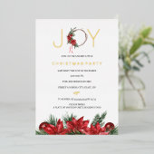 Red Joy kerstfeestfeest Folie Uitnodiging (Staand Voorkant)