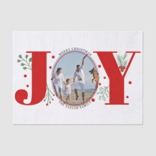 Red Joy met kerstfoto's met bessen Tissuepapier