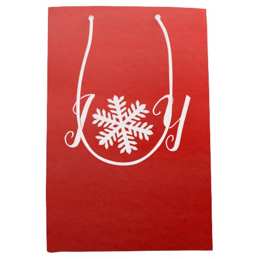 Red Joy Snowflake Medium Gift Bag Cadeauzakje (Voorkant)