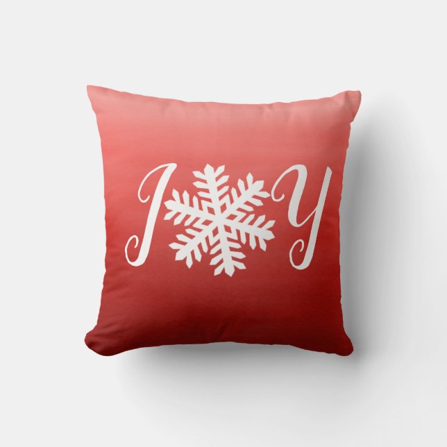 Red Joy Snowflake Sierkussen (Voorkant)
