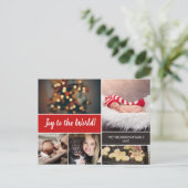 Red Joy to the World Baby Faire-part Noël (Debout devant)