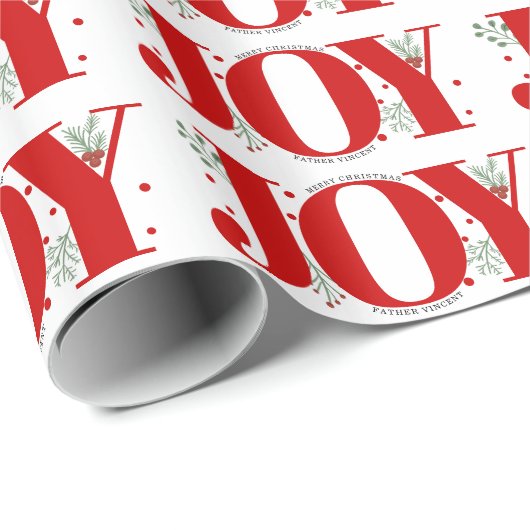 Red JOY Vrolijk kerstvakantie aanvraag Cadeaupapier (Rol Hoek)