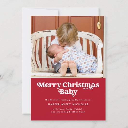 Red Joyeux Noël Baby Faire-part de naissance (Devant)