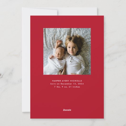 Red Joyeux Noël Baby Faire-part de naissance (Dos)