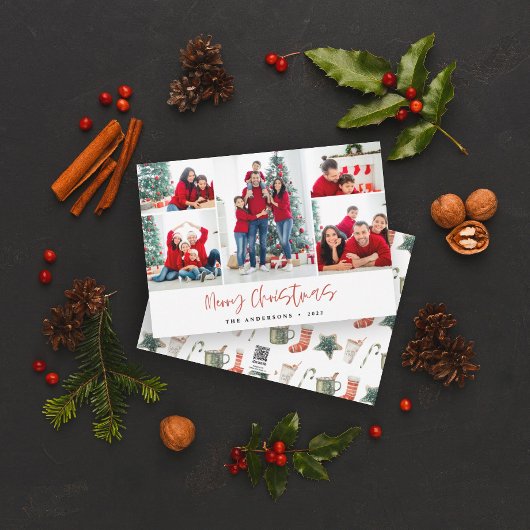 Red Joyeux Noël Carte photo Cinq photos