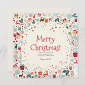 Red Joyeux Noël et Bonne Année Carte (Devant / Derrière)