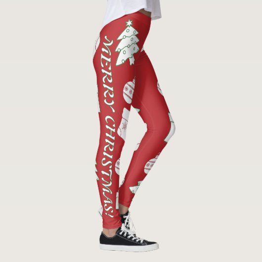 Red Joyeux Noël femmes Leggings (Droite)