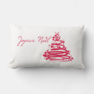 Red Joyeux Noël met kerstboom Kussen