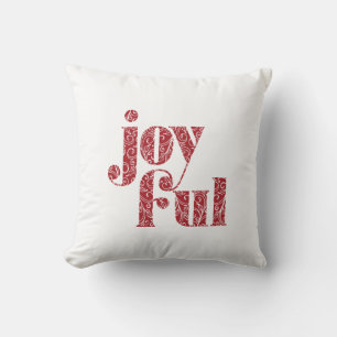 Red Joyful typografie kerst/feestdag Kussen