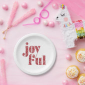  Red Joyful typografie kerst/feestdag Papieren Bordje (Feest)