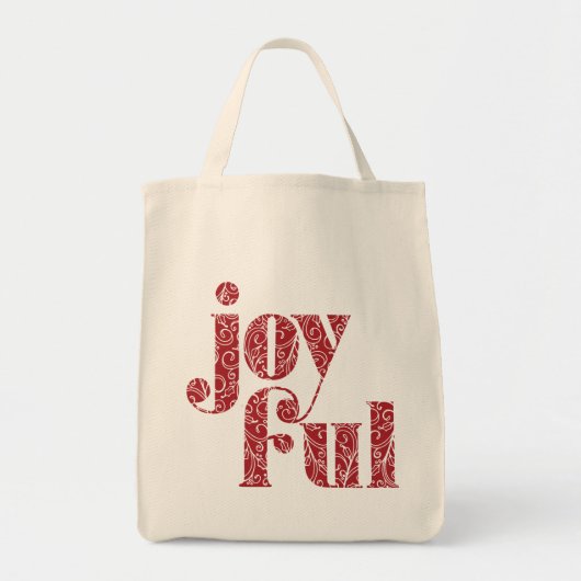  Red Joyful typografie kerst/feestdag Tote Bag (Voorkant)