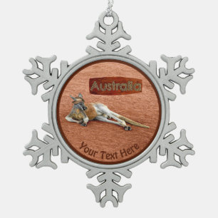 Red Kangaroo in het Pet Slouch Tin Sneeuwvlok Ornament