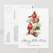 Red Kardinaal Holly Berry kerstfeestdag Briefkaart (Voorkant / Achterkant)