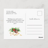 Red Kardinaal Holly Berry kerstfeestdag Briefkaart (Achterkant)