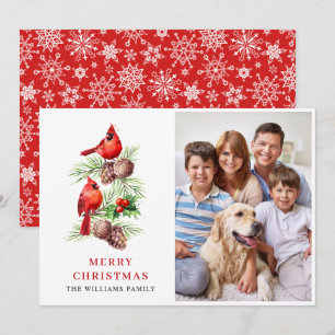 Red Kardinaal Holly Berry kerstgroet PHOTO Feestdagenkaart