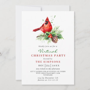 Red Kardinaal Holly Berry VIRTUAL kerstfeest Kaart