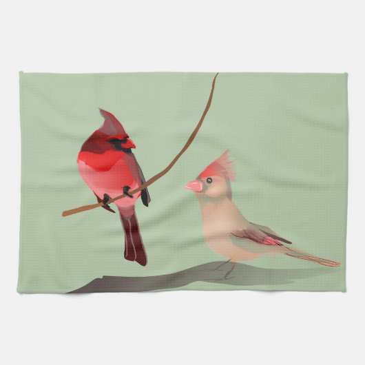 Red Kardinaal Winter Bird Theedoek (Horizontaal)
