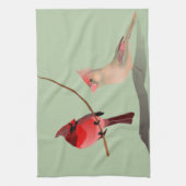 Red Kardinaal Winter Bird Theedoek (Verticaal)
