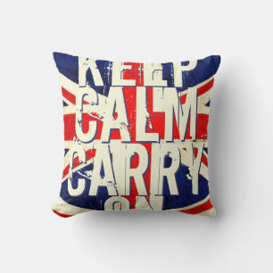 Red KEEP CALM EN Carry ON UK Pillow Kussen