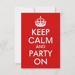 Red Keep Calm en party on Birthday Kaart